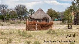  Presentation with hut - Presentation theme having traditional-african-hut background and a coral colored foreground