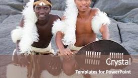  Presentation with traditional - Beautiful presentation theme featuring traditional african men on beach backdrop and a violet colored foreground