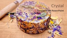  Presentation with herb - PPT theme consisting of traditional-aged-alpine-cheese background and a coral colored foreground