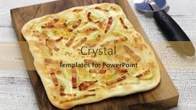  Presentation with cheese pie - Colorful theme enhanced with traditional-alsatian-pie-tart-flambe backdrop and a yellow colored foreground