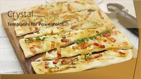  Presentation with cheese pie - PPT layouts featuring traditional-alsatian-pie-tart-flambe background and a yellow colored foreground