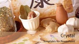  Presentation with traditional chinese medicine - Beautiful presentation design featuring traditional alternative therapy or medicine backdrop and a coral colored foreground