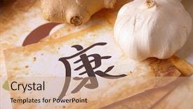  Presentation with traditional chinese medicine - Presentation design having traditional alternative therapy or medicine background and a coral colored foreground