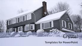  Presentation with colonial - Audience pleasing PPT theme consisting of traditional american colonial style house backdrop and a light blue colored foreground