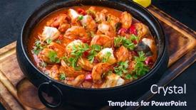  Presentation with top view of fresh fish - Beautiful slides featuring traditional-american-fish-stew-cioppino backdrop and a wine colored foreground