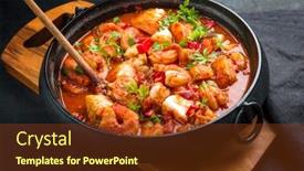  Presentation with traditional - Colorful PPT theme enhanced with traditional-american-fish-stew-cioppino backdrop and a tawny brown colored foreground