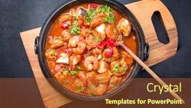  Presentation with iron - Beautiful PPT theme featuring traditional-american-fish-stew-cioppino backdrop and a red colored foreground
