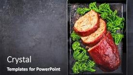  Presentation with ground beef - Colorful theme enhanced with traditional-american-meatloaf-from-ground backdrop and a dark gray colored foreground