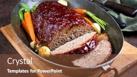  Presentation with ground beef - PPT theme with traditional-american-meatloaf-with-ketchup background and a tawny brown colored foreground