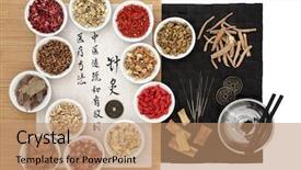  Presentation with traditional medicine medicine - PPT layouts with traditional and effective medical background and a coral colored foreground