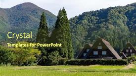  Presentation with japanese - Colorful theme enhanced with traditional-and-historical-japanese-village backdrop and a tawny brown colored foreground