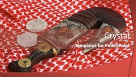  Presentation with taler - Presentation design featuring scabbard - traditional arab dagger or khanjar background and a red colored foreground