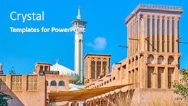 Presentation with historical architecture - Amazing PPT theme having traditional-arabian-architecture-in-al backdrop and a teal colored foreground