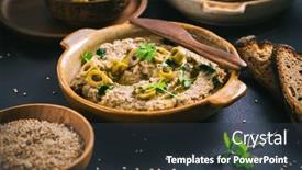  Presentation with dip - Theme enhanced with traditional-arabian-eggplant-dip-baba background and a tawny brown colored foreground