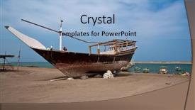  Presentation with fishing boat - Audience pleasing presentation theme consisting of traditional arabian wooden fishing boat backdrop and a light blue colored foreground