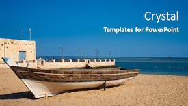  Presentation with boat - Colorful slide deck enhanced with traditional-arabic-boat backdrop and a teal colored foreground