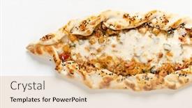  Presentation with arabic - Presentation design consisting of traditional-arabic-pizza-lahmacun-pide background and a coral colored foreground