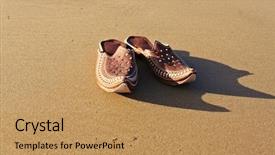  Presentation with arabic - PPT theme consisting of traditional arabic shoes background and a coral colored foreground