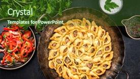  Presentation with traditional - Presentation with traditional armenian manti with mincemeat background and a tawny brown colored foreground
