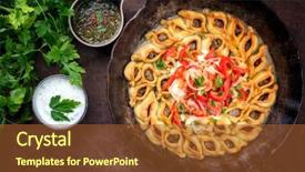  Presentation with traditional - Amazing PPT theme having traditional armenian manti with mincemeat backdrop and a tawny brown colored foreground