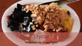  Presentation with dessert - Colorful presentation enhanced with traditional asian dessert of shaved ice backdrop and a red colored foreground