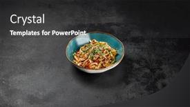  Presentation with dark green - Presentation theme consisting of traditional-asian-fried-noodles background and a dark gray colored foreground