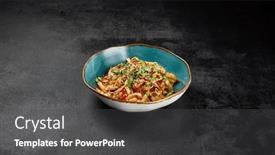  Presentation with dark green - Presentation featuring traditional-asian-fried-noodles background and a dark gray colored foreground