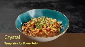 Presentation with dark green - Theme with traditional-asian-fried-noodles background and a tawny brown colored foreground