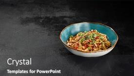  Presentation with dark green - Presentation design featuring traditional-asian-fried-noodles background and a dark gray colored foreground