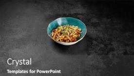  Presentation with onion - Presentation theme consisting of traditional-asian-fried-noodles background and a dark gray colored foreground