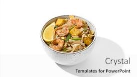  Presentation with noodles thai food pad thai - Slide deck featuring traditional-asian-street-food-pad background and a white colored foreground