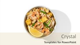  Presentation with noodles thai food pad thai - Slides having traditional-asian-street-food-pad background and a yellow colored foreground