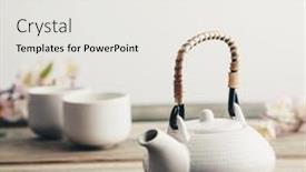  Presentation with white flowers - PPT layouts featuring traditional-asian-tea-ceremony-arrangement background and a white colored foreground