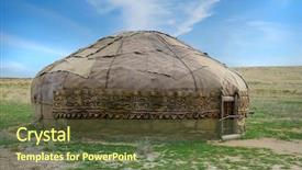  Presentation with hide - PPT layouts having skin animals - traditional asian yurt made background and a tawny brown colored foreground