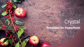  Presentation with sheet metal - PPT theme featuring traditional-autumn-frame-decoration background and a coral colored foreground