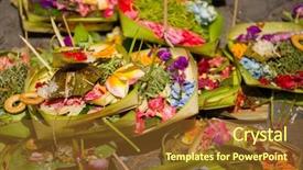  Presentation with bali - Presentation theme having traditional balinese offerings to gods background and a tawny brown colored foreground