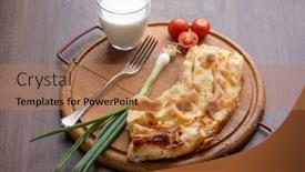  Presentation with cheese pie - Audience pleasing presentation theme consisting of traditional-balkan-breakfast-borek backdrop and a coral colored foreground