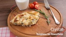  Presentation with cheese pie - Audience pleasing slide deck consisting of traditional-balkan-breakfast-burek-pie backdrop and a red colored foreground