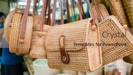  Presentation with bamboo - PPT theme consisting of traditional-bamboo-bags-hanging background and a coral colored foreground