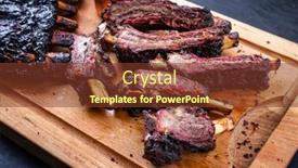  Presentation with barbecue ribs - Slide set featuring traditional-barbecue-burnt-beef-ribs background and a tawny brown colored foreground