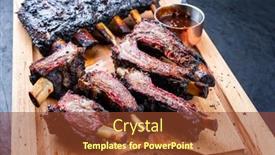  Presentation with barbecue ribs - Presentation theme having traditional-barbecue-burnt-beef-ribs background and a  colored foreground