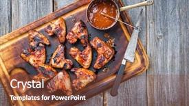  Presentation with traditional wood - Presentation design having wood charcoal - traditional barbecue chicken wings background and a tawny brown colored foreground