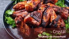  Presentation with barbecue - Presentation design featuring traditional-barbecue-chicken-wings and a tawny brown colored foreground