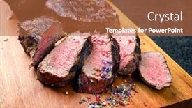  Presentation with cutting board - Presentation design featuring traditional-barbecue-dry-aged-sliced background and a red colored foreground