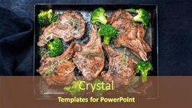  Presentation with veal - Presentation theme featuring traditional-barbecue-dry-aged-veal background and a coral colored foreground