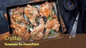  Presentation with veal - Slide deck having traditional-barbecue-dry-aged-veal background and a tawny brown colored foreground