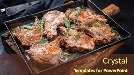  Presentation with veal - Presentation theme enhanced with traditional-barbecue-dry-aged-veal background and a tawny brown colored foreground