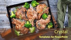  Presentation with veal - Slide set featuring traditional-barbecue-dry-aged-veal background and a tawny brown colored foreground