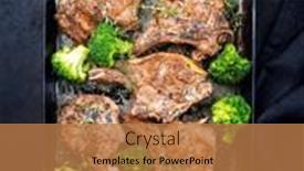  Presentation with veal - Presentation theme enhanced with traditional-barbecue-dry-aged-veal background and a coral colored foreground