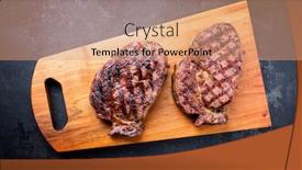  Presentation with cutting board - Audience pleasing presentation theme consisting of traditional-barbecue-dry-aged-wagyu backdrop and a coral colored foreground